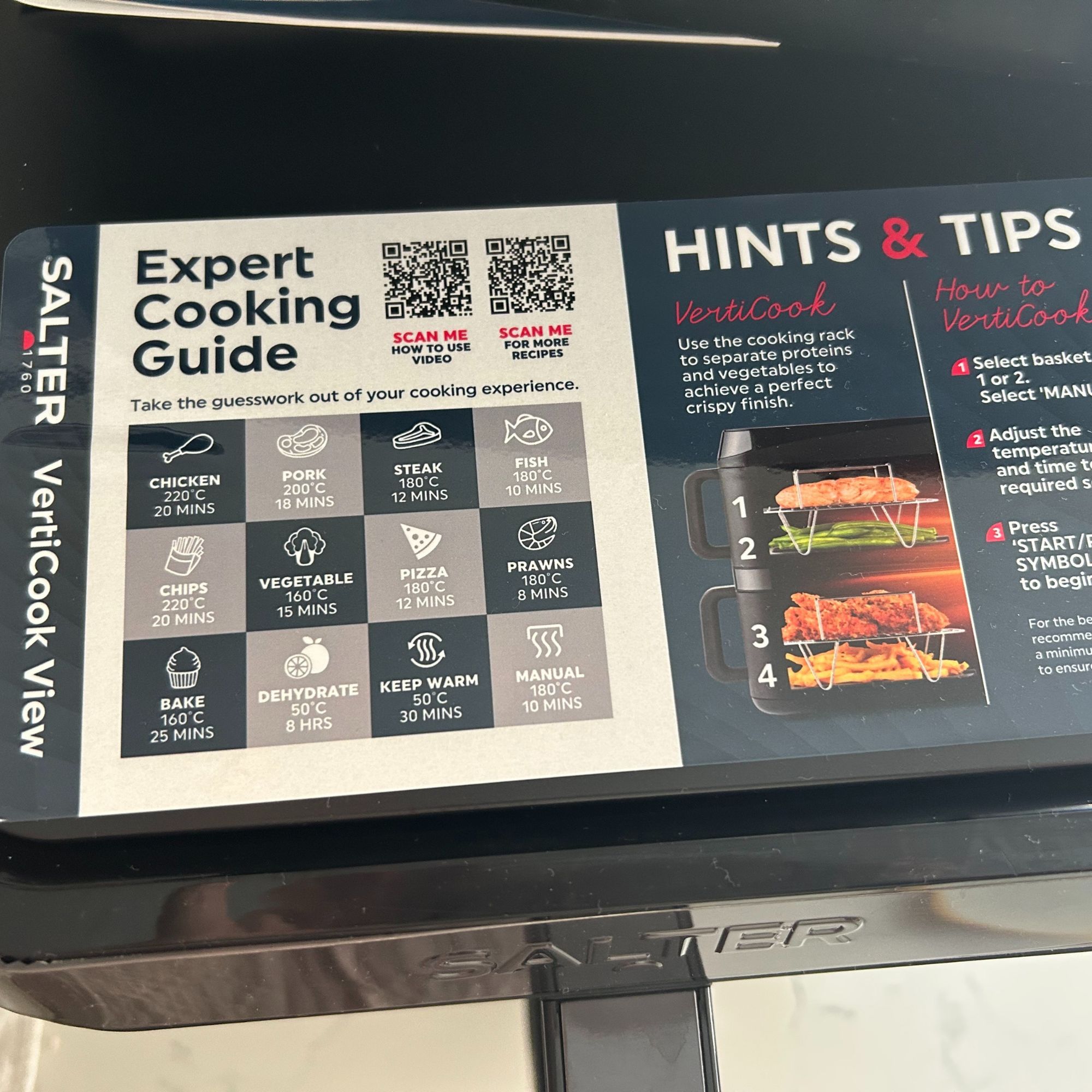 Salter VertiCook View Air Fryer - cooking guide