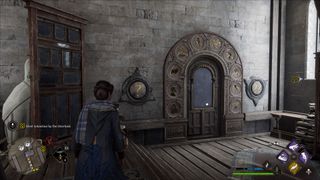 An Arithmancy puzzle door in Hogwarts Legacy