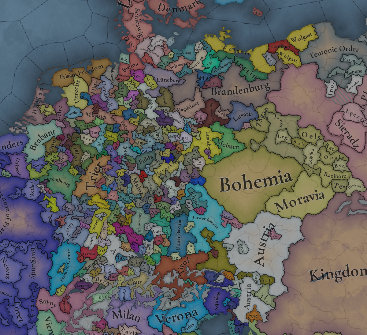 An in-development image of the Holy Roman Empire from project caesar, the in-development unannounced Europa Universalis 5.