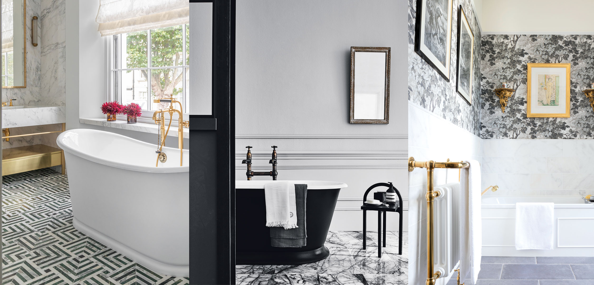 Industrial Bathroom Inspiration: Black, White + Brass