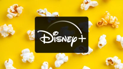 Disney+ logo on a popcorn background
