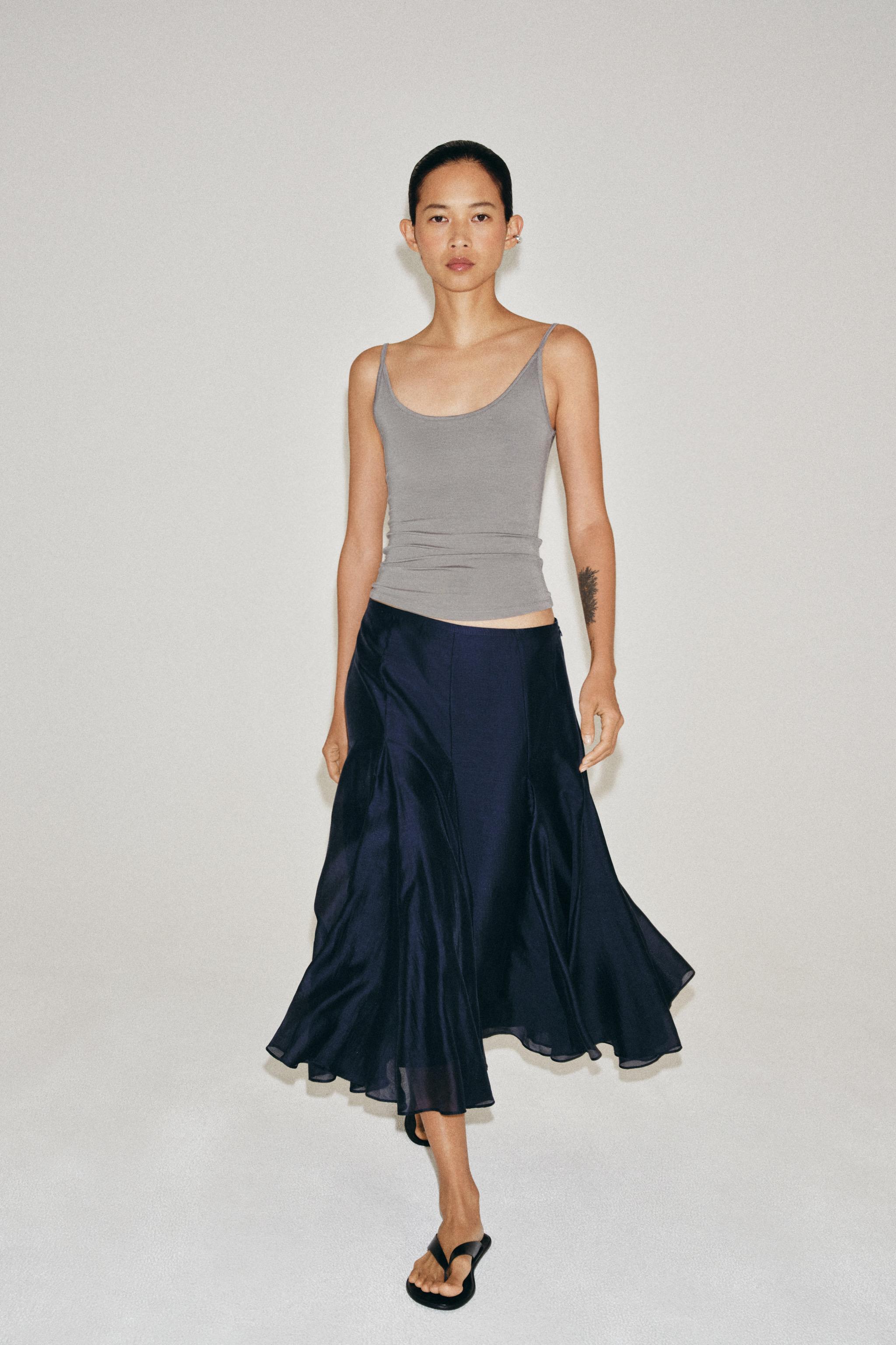 Zw Collection Flowy Skirt - Navy Blue - Xs