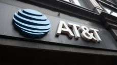 AT&T logo pictured on a store front in Washington DC, United States.