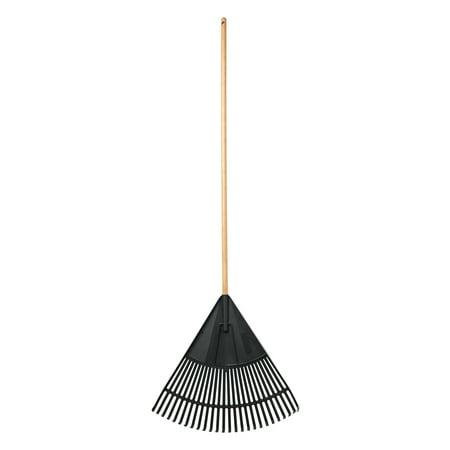Expert Gardener 24-Inch Poly Leaf Rake With Wood Handle