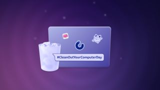 A MacPaw branded laptop with #cleanoutyourcomputerday written over it