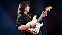Ritchie Blackmore of the British band Ritchie Blackmore's Rainbow performs live on stage during a concert at the Velodrom on April 18, 2018 in Berlin, Germany
