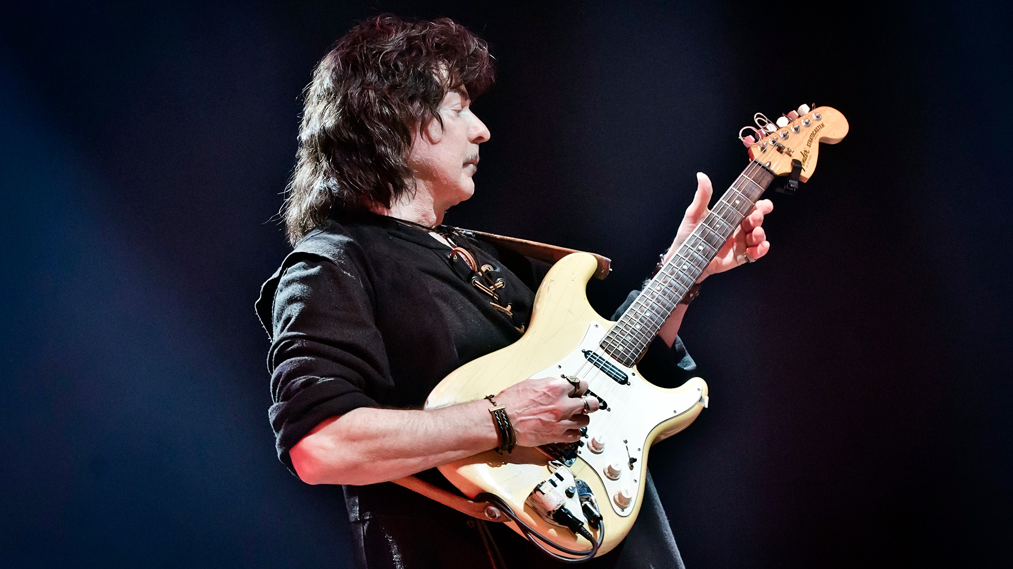 Ritchie Blackmore of the British band Ritchie Blackmore's Rainbow performs live on stage during a concert at the Velodrom on April 18, 2018 in Berlin, Germany