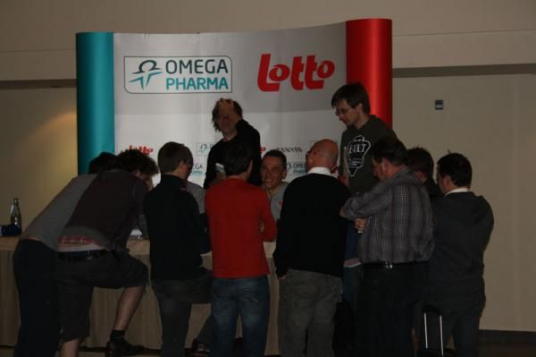 Philippe Gilbert was the center of attention at the press conference in Mallorca, Spain