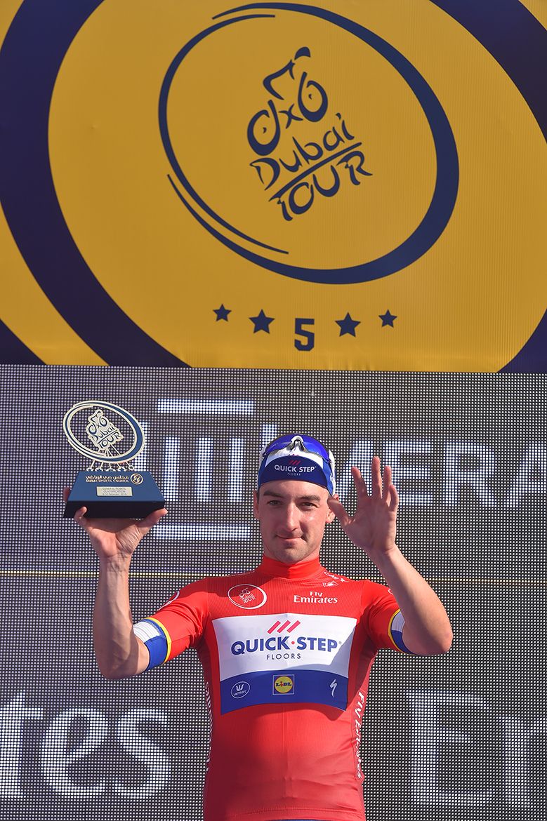 Elia Viviani (Quick-Step Floors) in the points jersey at the Dubai Tour.