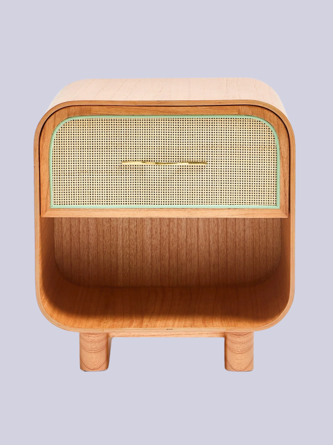 A wood and rattan side table