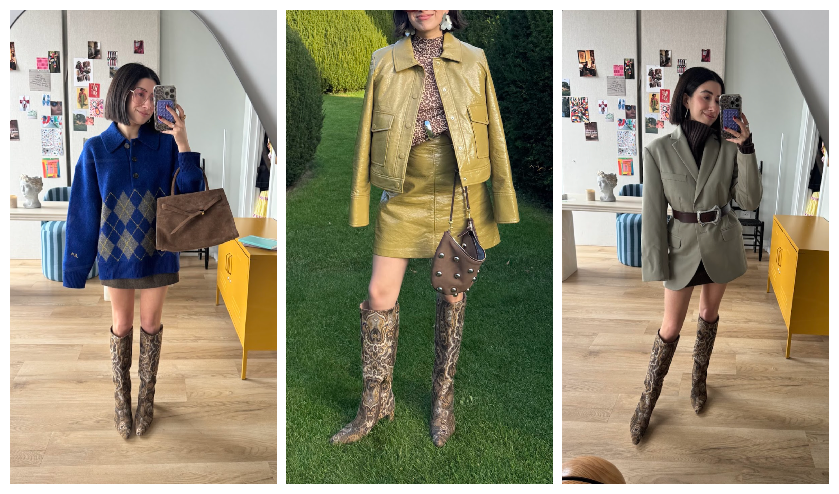 April Lockhart wearing mini skirts with brocade boots