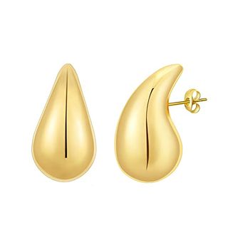 Apsvo Earring Dupes Dicke goldene Creolen für Frauen, tropfenförmige baumelnde Ohrringe, leichte tropfenförmige Ohrringe, hypoallergen, trendiger Modeschmuck