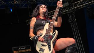 Becky Baldwin of Fury performs live on stage at Bloodstock Festival 2021 at Catton Hall on August 12, 2021 in Burton Upon Trent, England.