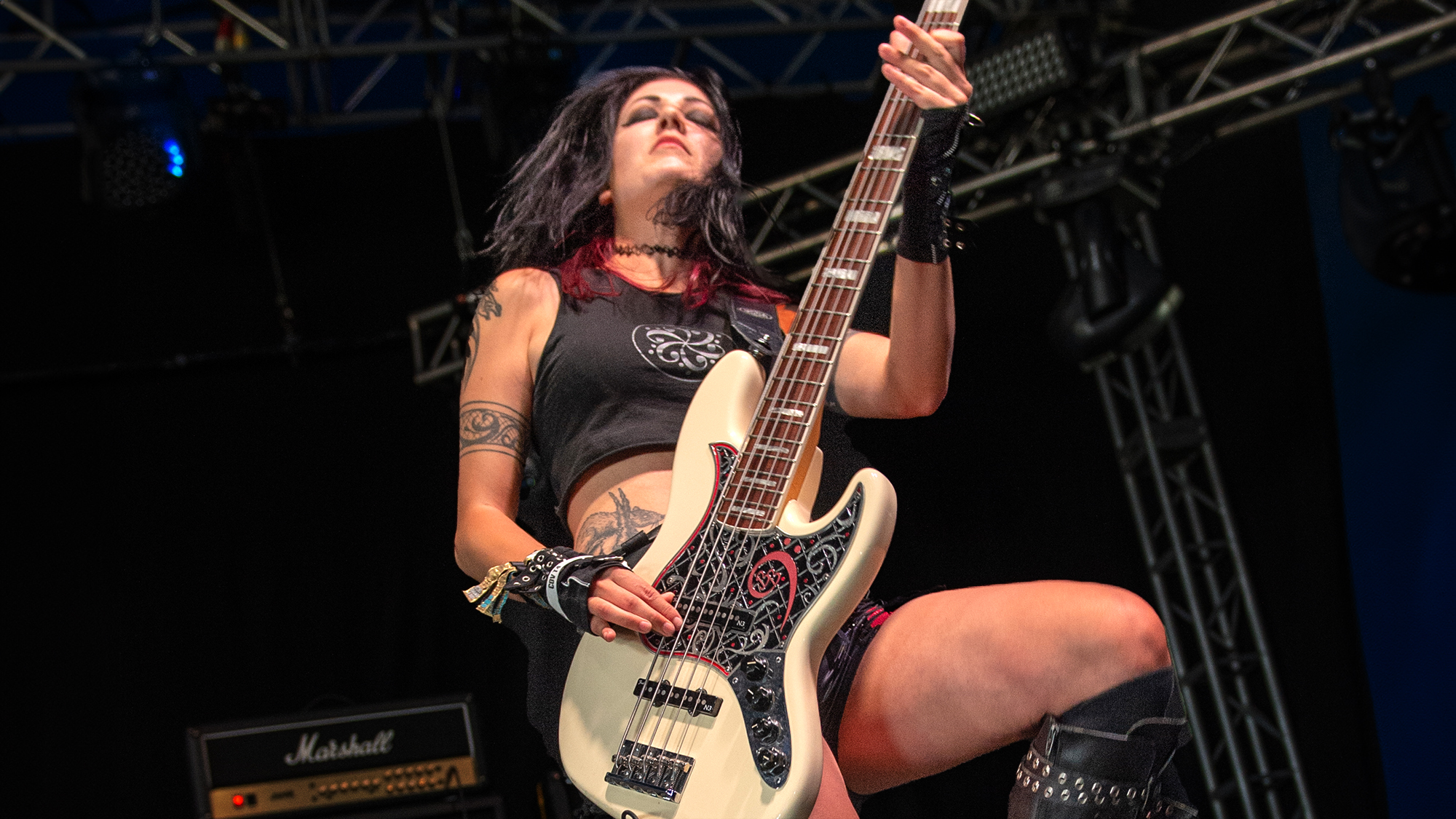 Becky Baldwin of Fury performs live on stage at Bloodstock Festival 2021 at Catton Hall on August 12, 2021 in Burton Upon Trent, England.