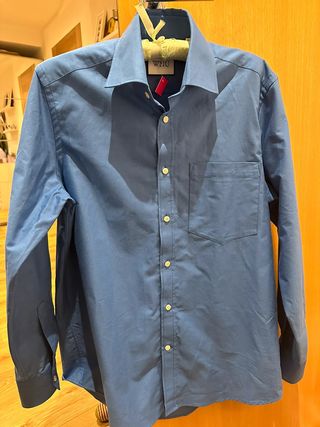 Vinted With Nothing Underneath Blue Shirt