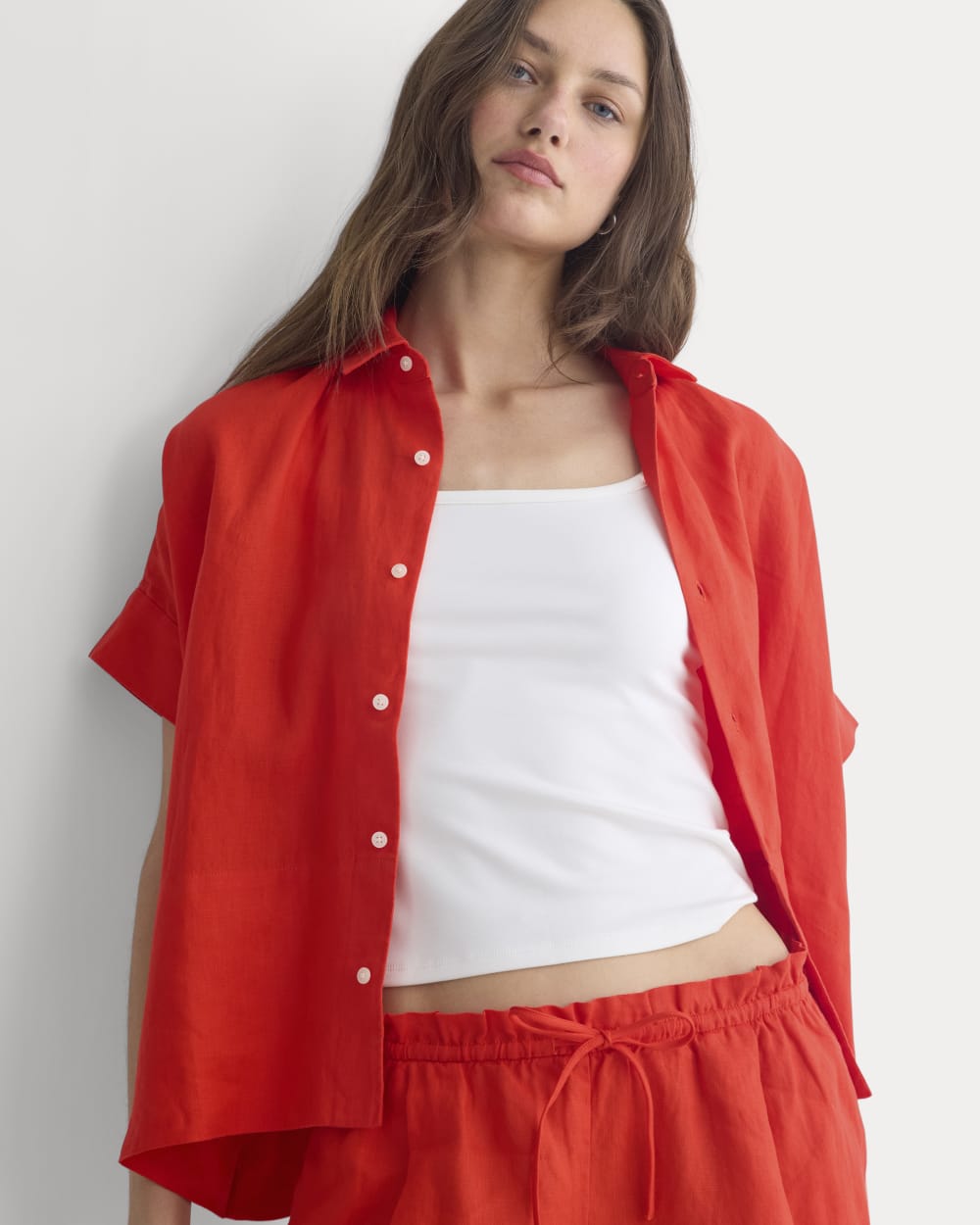 The Boxy Shirt in Linen | Fiery Red - 00