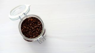 Coffee in a glass airtight container 