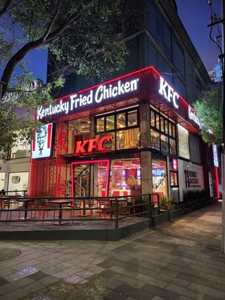 KFC Mexico alit in red and pumping out sounds from LEA Professional.