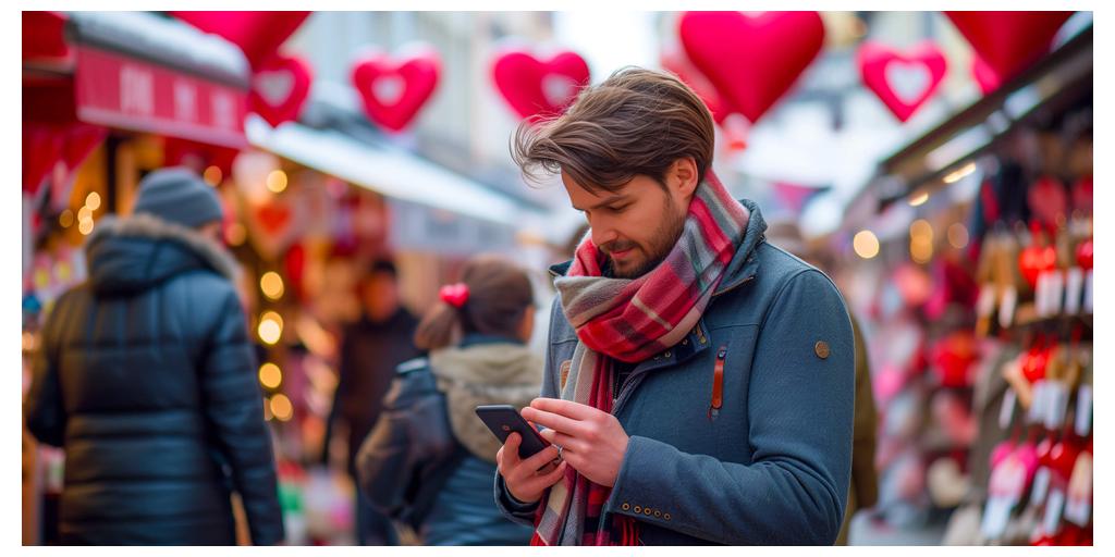 Man in store with Valentines