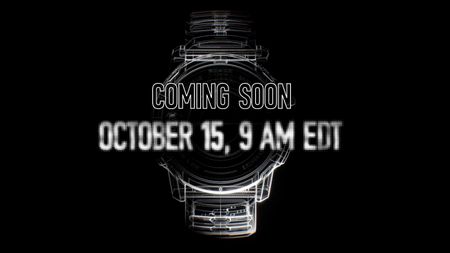 Screenshot from the COROS webpage showing a teaser silhouette of an APEX "mountain sport watch."