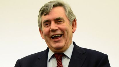 Gordon Brown during a press conference where he announced he is standing down as an MP