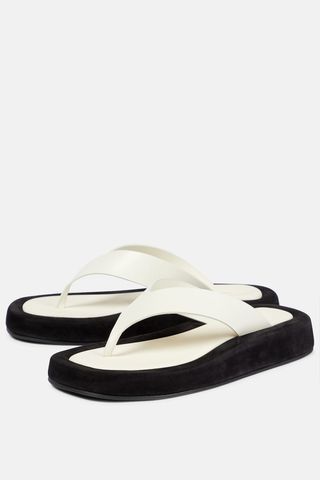 THE ROW Ginza leather and suede thong sandals