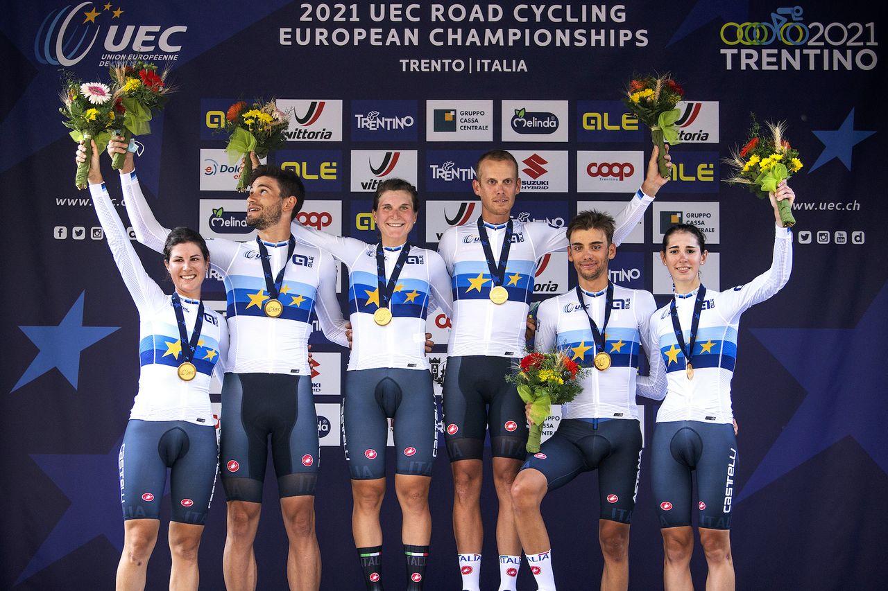 The Italian team celebrating victory in the European Championships