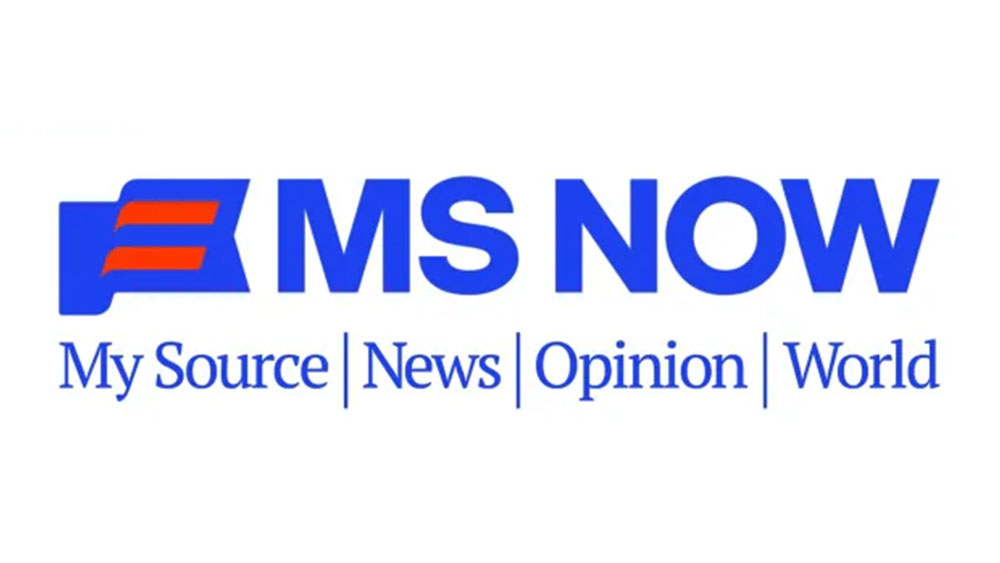 MS NOW logo in blue on a white background
