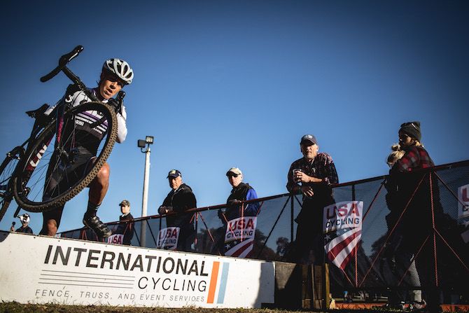 Crystal Anthony tackles the barriers on day 2 of the 2018 Really Rad Festival of Cyclocross