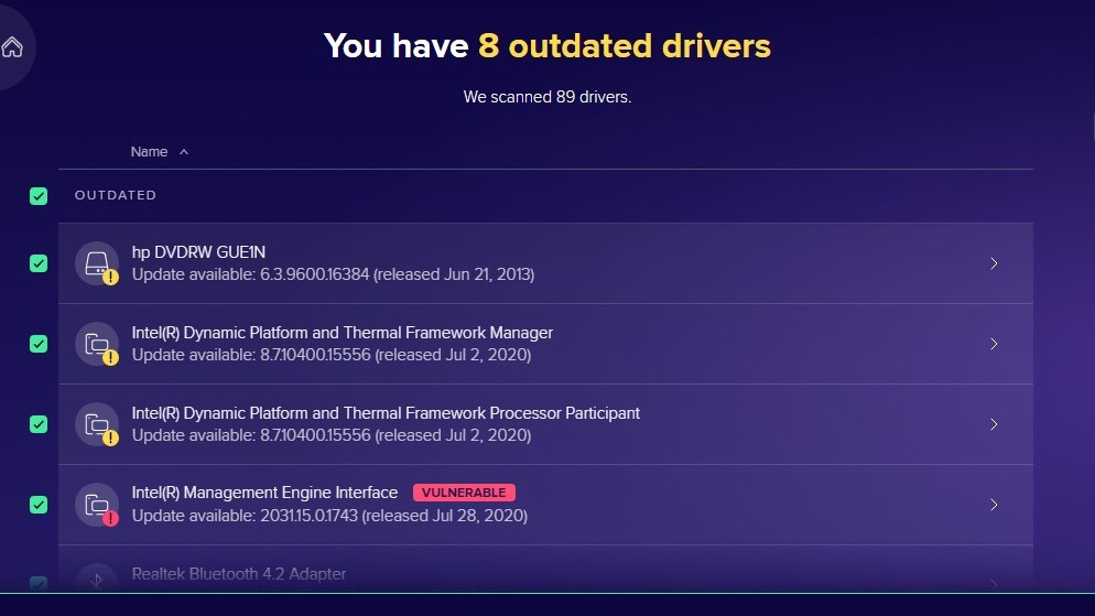 Outdated Drivers