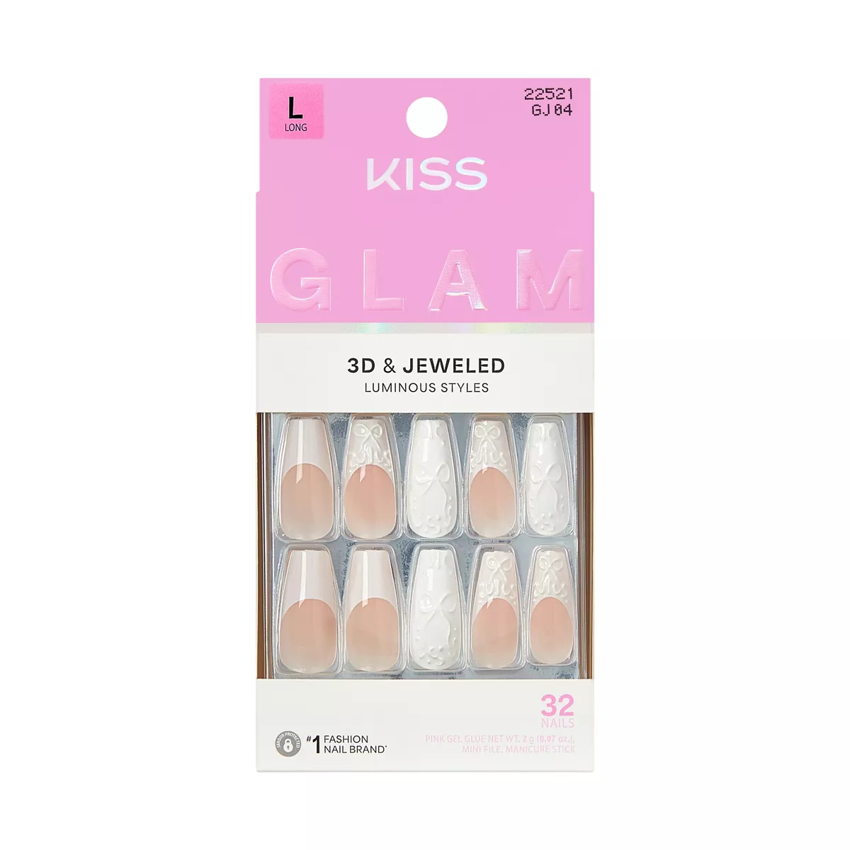 Kiss Glam Jeweled Press-On Fake Nails Long Coffin - Breath of Harmony - 35ct