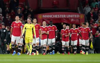 Manchester United’s Nemanja Matic (left) leads out the team before the Carabao Cup third round match at Old Trafford, Manchester. Picture date: Wednesday September 22, 2021