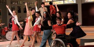 Naya Rivera, Amber Riley, Cory Monteith, Kevin McHale, Dianna Agron, Lea Michele, Heather Morris, and Jenna Ushkowitz in Glee ,