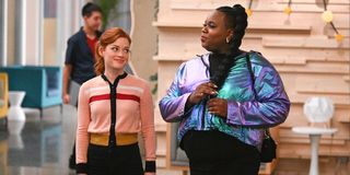 Jane Levy as Zoey Clarke and Alex Newell as Mo in Zoey's Extraordinary Playlist.