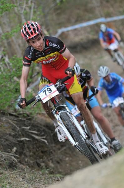 Jeff Luyten (Team Saeco) races to eighth in Houffalize.