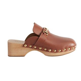 CLOGS Studded Leather Wooden Deco Clogs