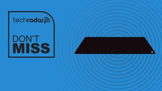 Corsair MM350 PRO on blue background with concentric circles, and box in top-left corner with techradar logo and text reading 'don't miss'