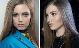 Using two pairs of false lashes, Pat McGrath ensured that heavy, feline eyes were the main focus of her look for Versace