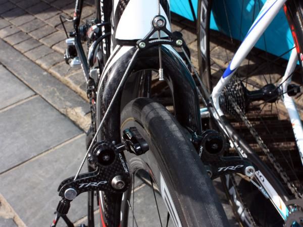 William Bonnet's BBox-Bouygues Telecom sports massive tire clearance at either end on account of the road-sized tires in the 'cross-specific frame.