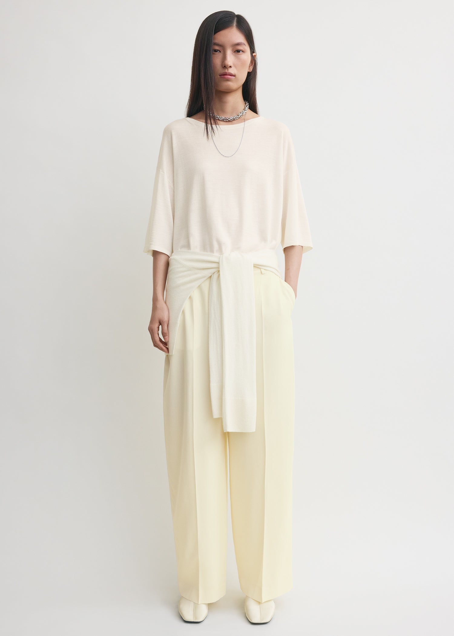 Wide Fluid Trousers Ecru