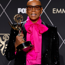 RuPaul, winner of Outstanding Reality TV Competition for "RuPaul's Drag Race," poses in the press room during the 75th Primetime Emmy Awards at Peacock Theater on January 15, 2024