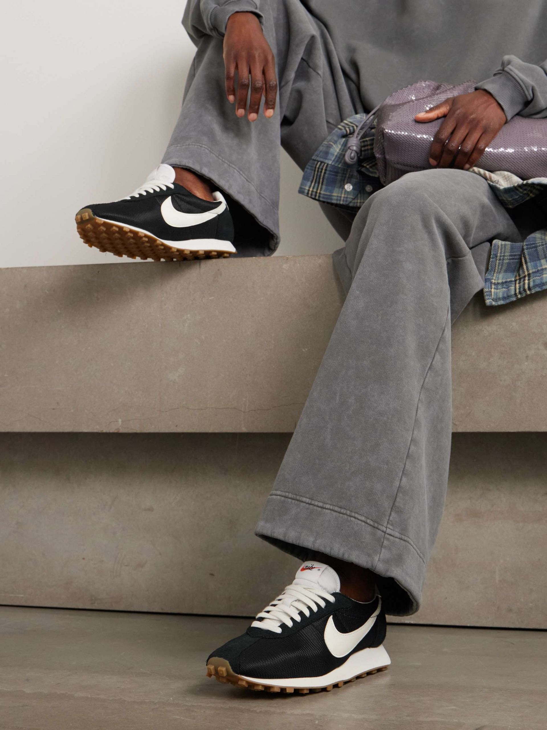 Ld-1000 Suede and Leather-Trimmed Mesh Sneakers