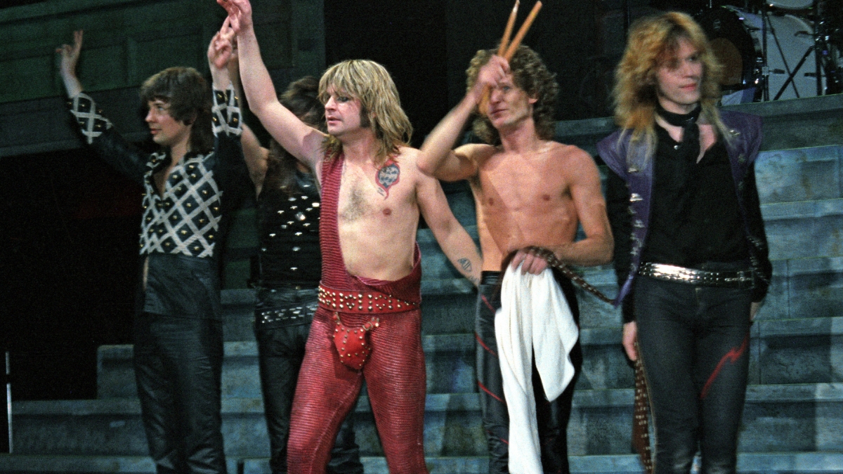 (L-R) Bob Daisley, Rudy Sarzo, Ozzy Osbourne, Tommy Aldridge and Bernie Torme perform at Madison Square Garden on the Diary of a mad man tour, on April 5, 1982 in New York City