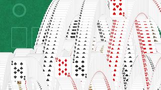 Cards falling and bouncing on the screen after a game of Microsoft Solitaire was won.