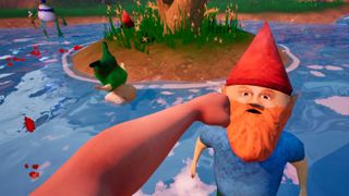 Someone punching a gnome in the face