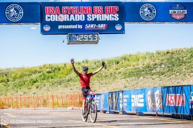 Men&rsquo;s Elite winner Todd Wells (Specialized Factory Racing) in the elite men's race in Colorado Springs, round 4 of the USA Cycling US Cup Series presented by Sho-Air Cycling Group