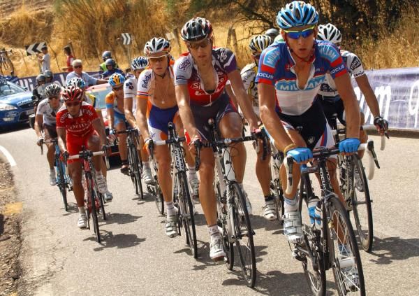 The lead group with Martin Velits at the helm.