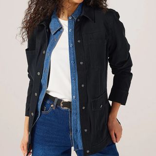 QVC Twill Utility Jacket in Black