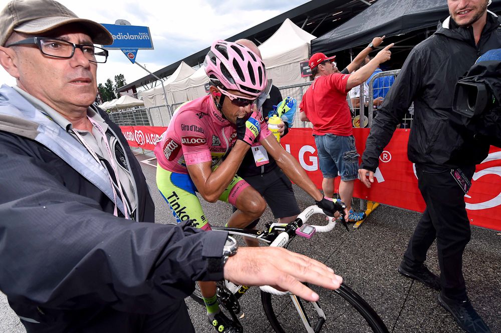 Alberto Contador made it through another day in pink.