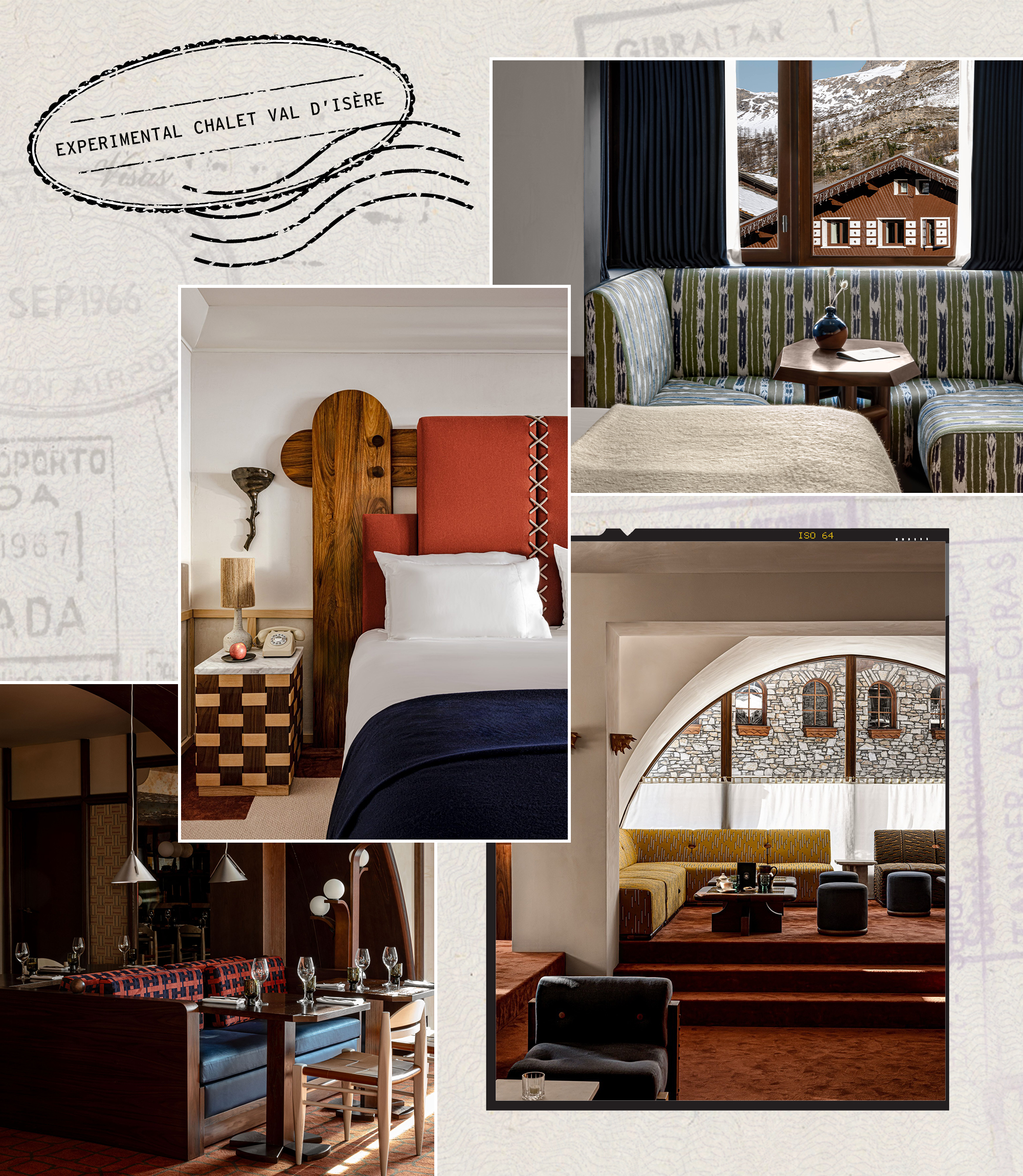 a collage of four images of Experimental Chalet Val D'Isére